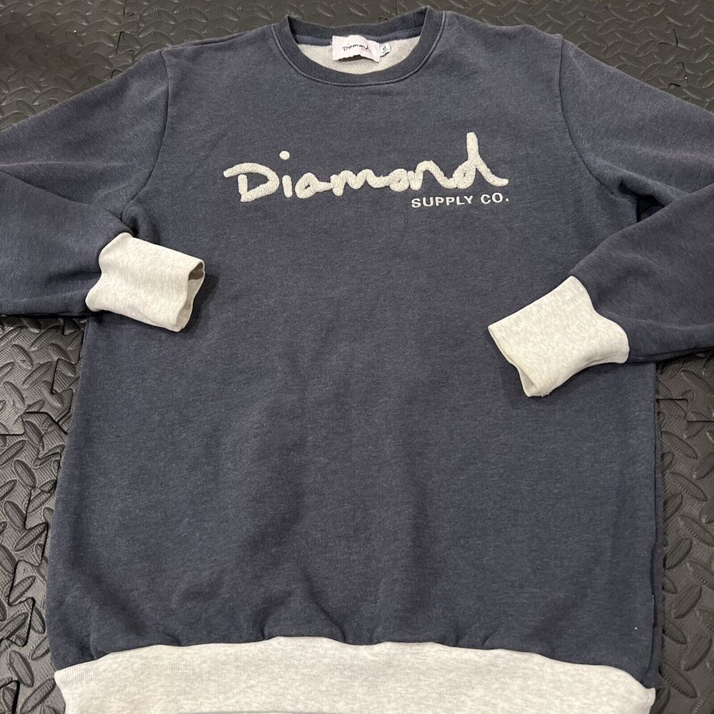 Rare Men's DIAMOND SUPPLY CO Blue/Gray Pullover Sweatshirt Size Med primitive